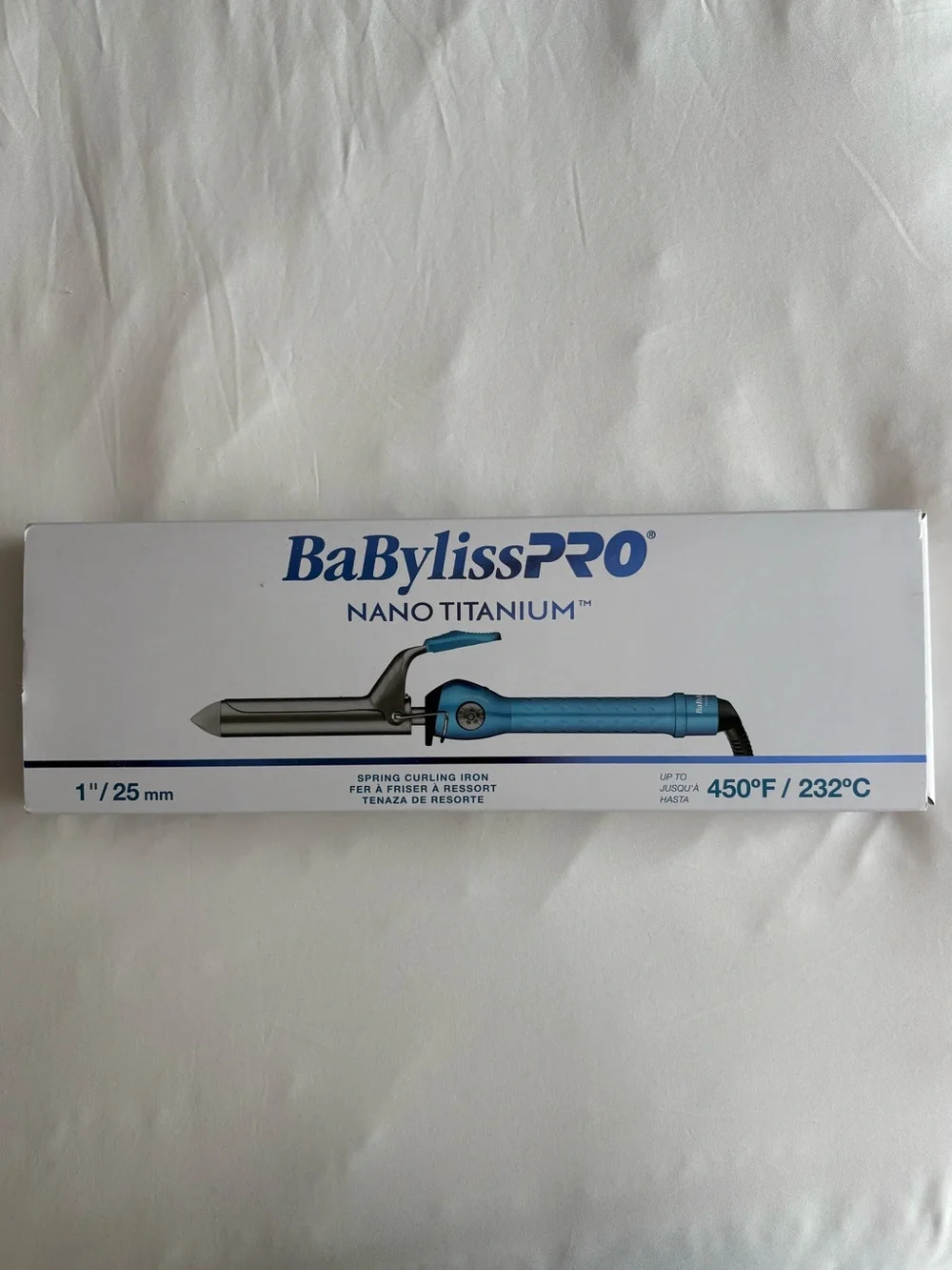 NEW BaBylissPRO Nano Titanium Spring Curling Iron Blue 1”